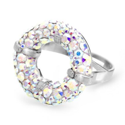 Stříbrný nápaditý prsten kruh s krystaly Swarovski AB (Stříbro 925/1000)