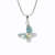 Stříbrný náhrdelník s přívěskem motýla a krystaly Swarovski Turquoise střední (Stříbro 925/1000)