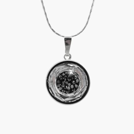 Ocelový náhrdelník kruh s vyplněným středem krystaly Swarovski Crystal