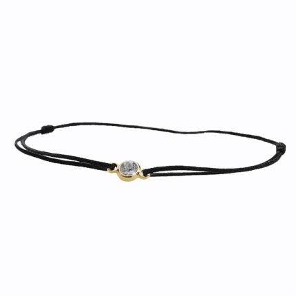 Zlatý šňůrkový náramek z bižuterní slitiny s jedním krystalem Swarovski Crystal