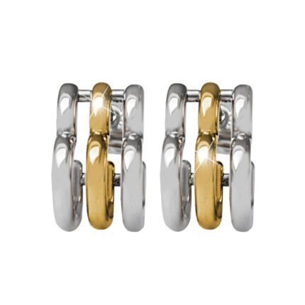 Zlaté ocelové náušnice puzety trojité srdce bez krystalů