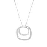 Ocelový náhrdelník dvojitý zaoblený čtverec s krystaly Swarovski Golden Shadow