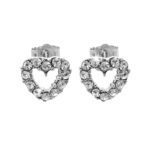 Náušnice puzety z bižuterní slitiny malé obvodové srdíčko z krystalů Swarovski Crystal