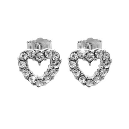 Náušnice puzety z bižuterní slitiny malé obvodové srdíčko z krystalů Swarovski Crystal