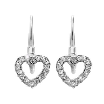 Náušnice klapky z bižuterní slitiny větší obvodové srdíčko z krystalů Swarovski Crystal