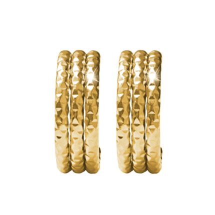 Zlaté ocelové náušnice trojitá kreole s pomačkaným vzhledem