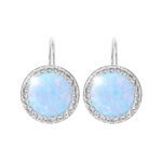 Stříbrné náušnice klapky s kulatým opálem a krystaly Swarovski Pastel Light Blue velké (Stříbro 925/1000)
