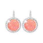 Stříbrné náušnice klapky s kulatým opálem a krystaly Swarovski Peach Pastel velké (Stříbro 925/1000)