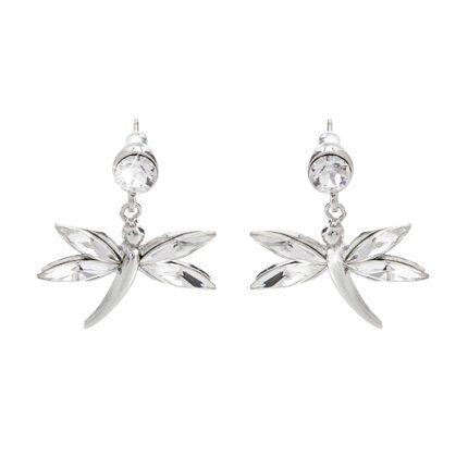 Náušnice puzety z bižuterní slitiny pohyblivá vážka z navet Swarovski Crystal