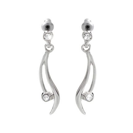 Náušnice puzety z bižuterní slitiny vlnky s krystalem Swarovski Crystal