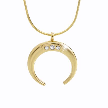 Zlatý náhrdelník z bižuterní slitiny měsíc s krystaly Swarovski Crysrtal
