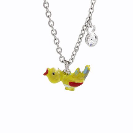 Náhrdelník z bižuterní slitiny kuřátko s barevným smaltem a krystaly Swarovski Crystal
