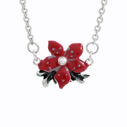 Náhrdelník z bižuterní slitiny květ s barevným smaltem a krystaly Swarovski Siam