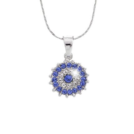 Náhrdelník z bižuterní slitiny dvoubarevné kruhy Swarovski Sapphire