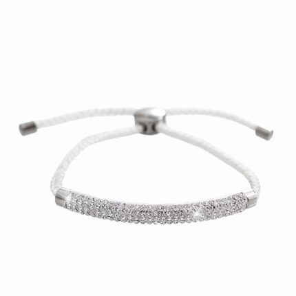 Ocelový náramek na šňůrce drobně zdobený krystaly Swarovski Crystal