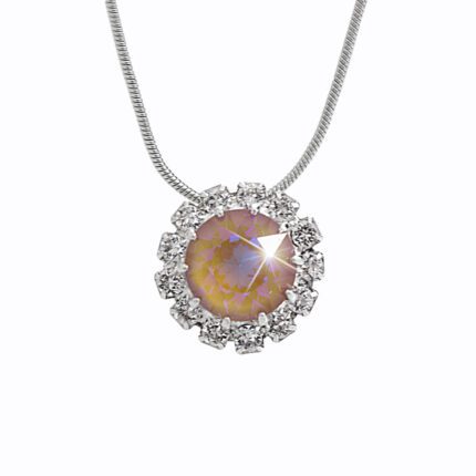 Náhrdelník z bižuterní slitiny květ poskládaný z krystalů Swarovski Cappuccino