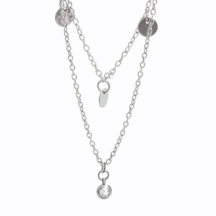 Náhrdelník z bižuterní slitiny dva řetízky s přívěsky doplněné o krystal Swarovski Crystal