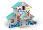 Puzzle 3D dřevěné domeček s barvami