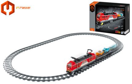 iM.Master Stavebnice vlak červený s auty 53,6x12x6 cm