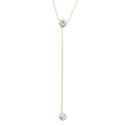 Pozlacený stříbrný náhrdelník dlouhý řetízek a dva krystaly Swarovski Crystal (Stříbro 925/1000)