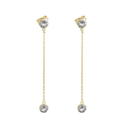 Pozlacené stříbrné náušnice visací krystal řetízek krystal Swarovski Crystal (Stříbro 925/1000)