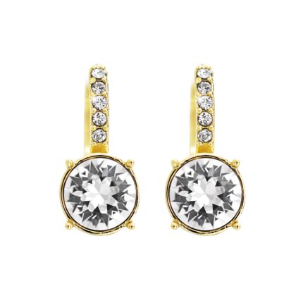 Pozlacené náušnice klapky velký krystal s malými Swarovski Crystal (Stříbro 925/1000)