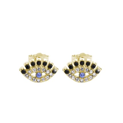 Pozlacené stříbrné náušnice puzety oko s krystaly Swarovski Crystal (Stříbro 925/1000)