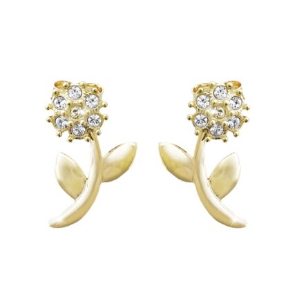 Pozlacené stříbrné náušnice puzety kytka se žlutým středem a s krystaly Swarovski Crystal (Stříbro 925/1000)