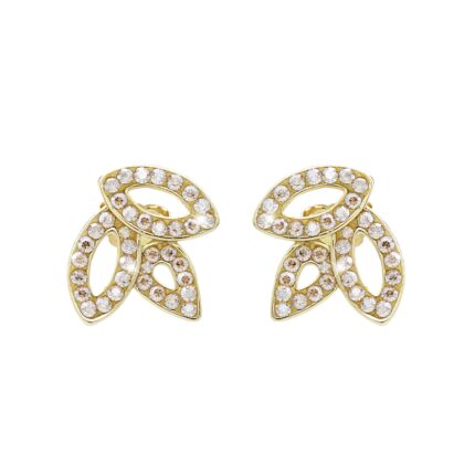Pozlacené stříbrné náušnice puzety tři lístky s krystaly Swarovski Golden Shadow (Stříbro 925/1000)