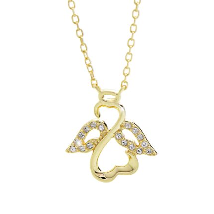 Pozlacený stříbrný náhrdelník anděl s křídly osázenými krystaly Swarovski Crystal (Stříbro 925/1000)