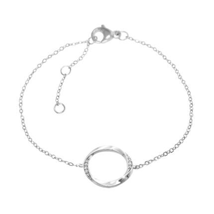 Stříbrný náramek překroucený kruh s krystaly Swarovski Crystal (Stříbro 925/1000)