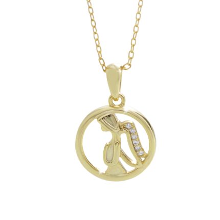 Pozlacený stříbrný náhrdelník anděl v kruhu a krystaly Swarovski Crystal (Stříbro 925/1000)