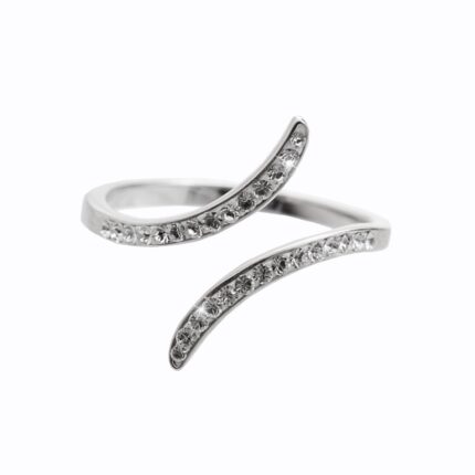 Stříbrný prsten dvě křivky s krystaly Swarovski Crystal (Stříbro 925/1000)