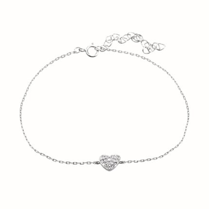 Stříbrný náramek malé srdíčko s krystaly Swarovski Crystal (Stříbro 925/1000)
