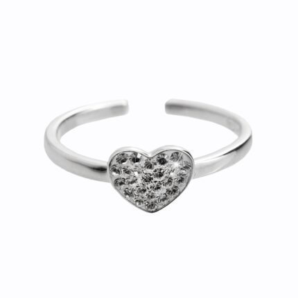 Stříbrný prsten malé srdíčko s krystaly Swarovski Crystal (Stříbro 925/1000)
