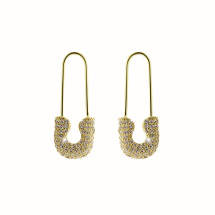 Pozlacené stříbrné náušnice zavírací špendlík s krystaly Swarovski Crystal (Stříbro 925/1000)