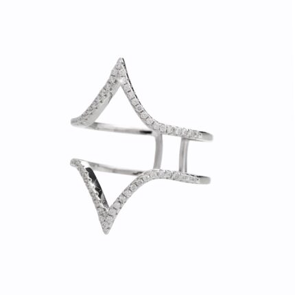 Stříbrný prsten dvě špičky proti sobě s krystaly Swarovski Crystal (Stříbro 925/1000)