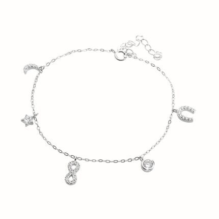 Stříbrný náramek s několika ověsy a s krystaly Swarovski Crystal (Stříbro 925/1000)