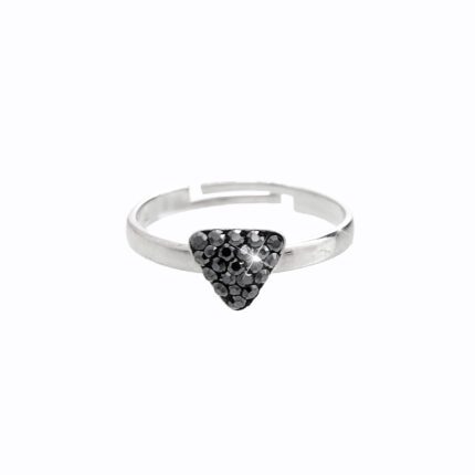Stříbrný prsten trojúhelníček s krystaly Swarovski Hematit (Stříbro 925/1000)