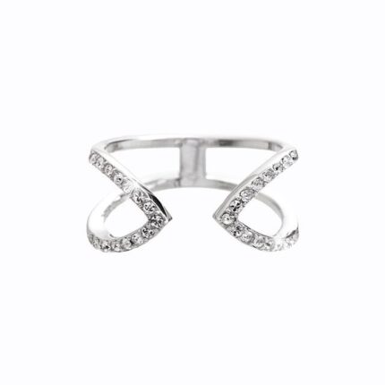 Stříbrný prsten dvě špičky osázený krystaly Swarovski Crystal (Stříbro 925/1000)