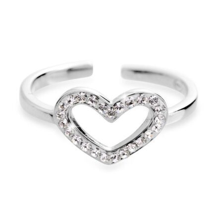 Stříbrný prsten s obvodovým srdíčkem a krystaly Swarovski Crystal (Stříbro 925/1000)