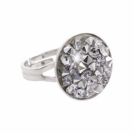 Stříbrný prsten s kulatým lůžkem a krystaly Swarovski Crystal (Stříbro 925/1000)