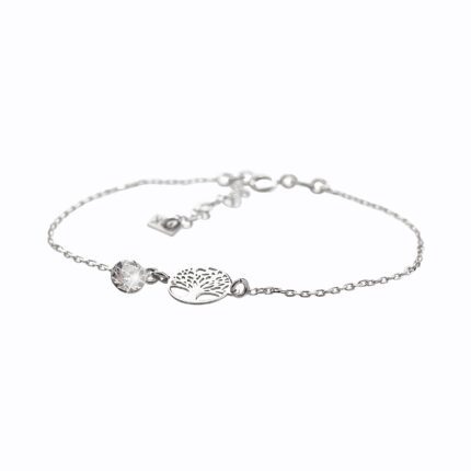 Stříbrný náramek s přívěskem stromu života a krystalu Swarovski Crystal (Stříbro 925/1000)