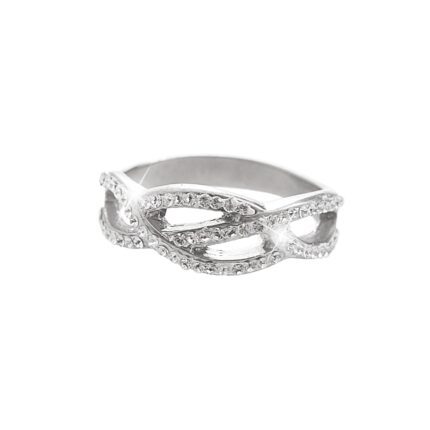 Stříbrný prsten několik propletených vlnek s krystaly Swarovski Crystal (Stříbro 925/1000)