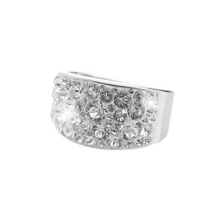 Stříbrný prsten s podlouhlým širokým lůžkem a krystaly Swarovski Crystal (Stříbro 925/1000)