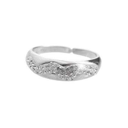 Stříbrný prsten s podlouhlým klikatým lůžkem a krystaly Swarovski Crystal (Stříbro 925/1000)
