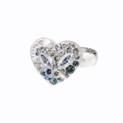 Stříbrný prsten srdce s krystaly Swarovski Ice (Stříbro 925/1000)