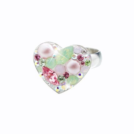 Stříbrný prsten srdce s krystaly Swarovski Multi (Stříbro 925/1000)