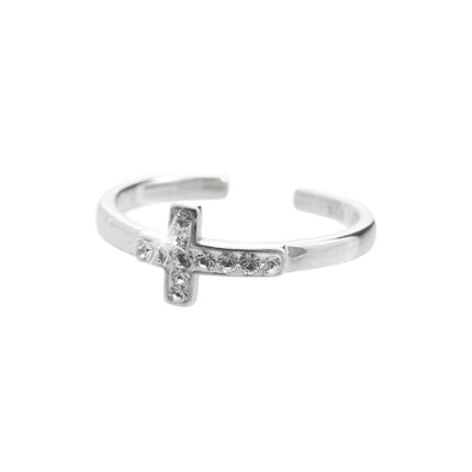 Stříbrný prsten malý křížek zdobený krystaly Swarovski Crystal (Stříbro 925/1000)