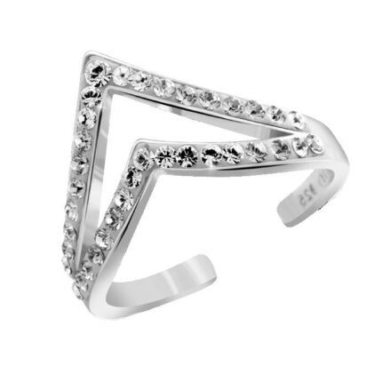 Stříbrný prsten s motivem dvojité špičky a krystaly Swarovski Crystal (Stříbro 925/1000)